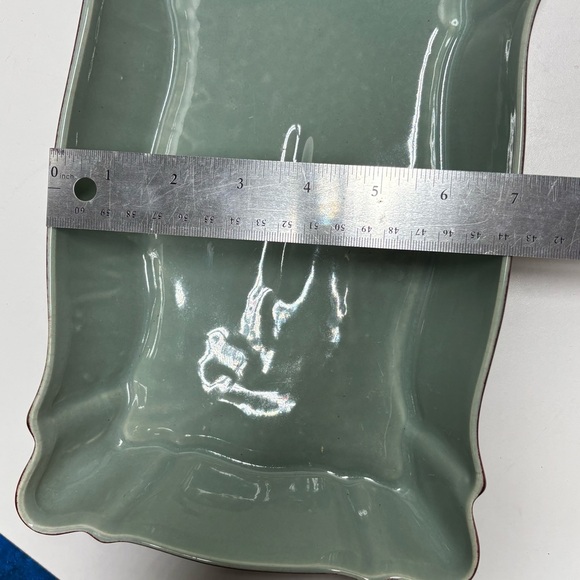 Beautiful vintage Beauceware glazed red and turquoise rectangular planter - Picture 8 of 8